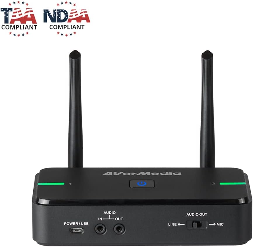 AVerMedia Wireless lavalier Microphone with Noise and Speaker Buzz Reduction AW315S, TAA/NDAA Compliant