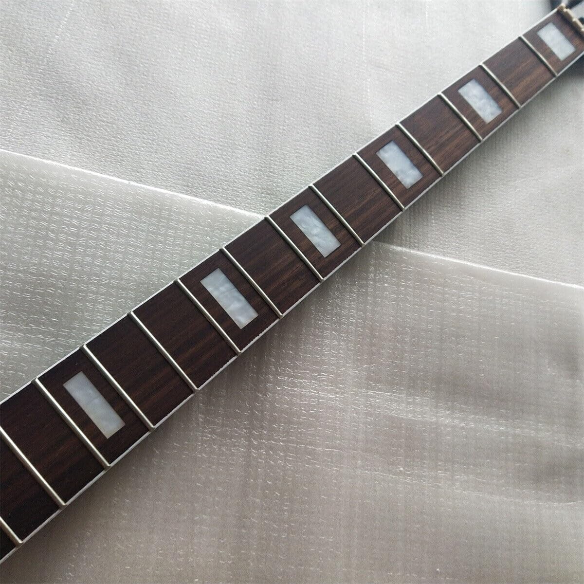 Black Reverse J Bass Guitar Neck 24Fret 34inch Maple Rosewood Block Inlay