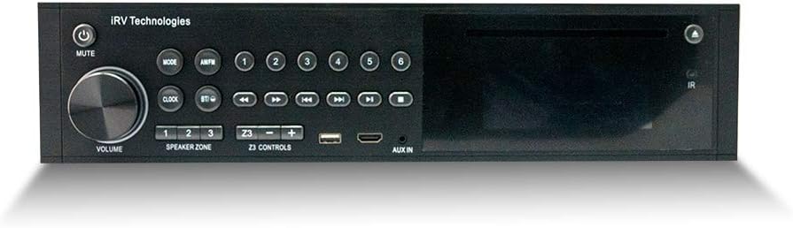 Car Stereo with Bluetooth,IRV Technology iRV35 Independent Zone 3 RV Stereo, Supports HDMI ARC,Digital Surround Sound,APP,A&FM,DVD,MP4,Clock,USB,3 Zones Wall Mount Car Audio Receiver
