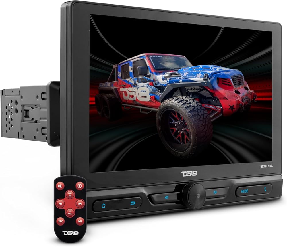 DS18 DDX10.5ML 10.5” Single-Din Touch Screen Floating Display Multimedia Mechless Receiver with Mirror Link for iOS & Android BT/AUX/USB/SD/AM/FM & All Your Favorite Apps