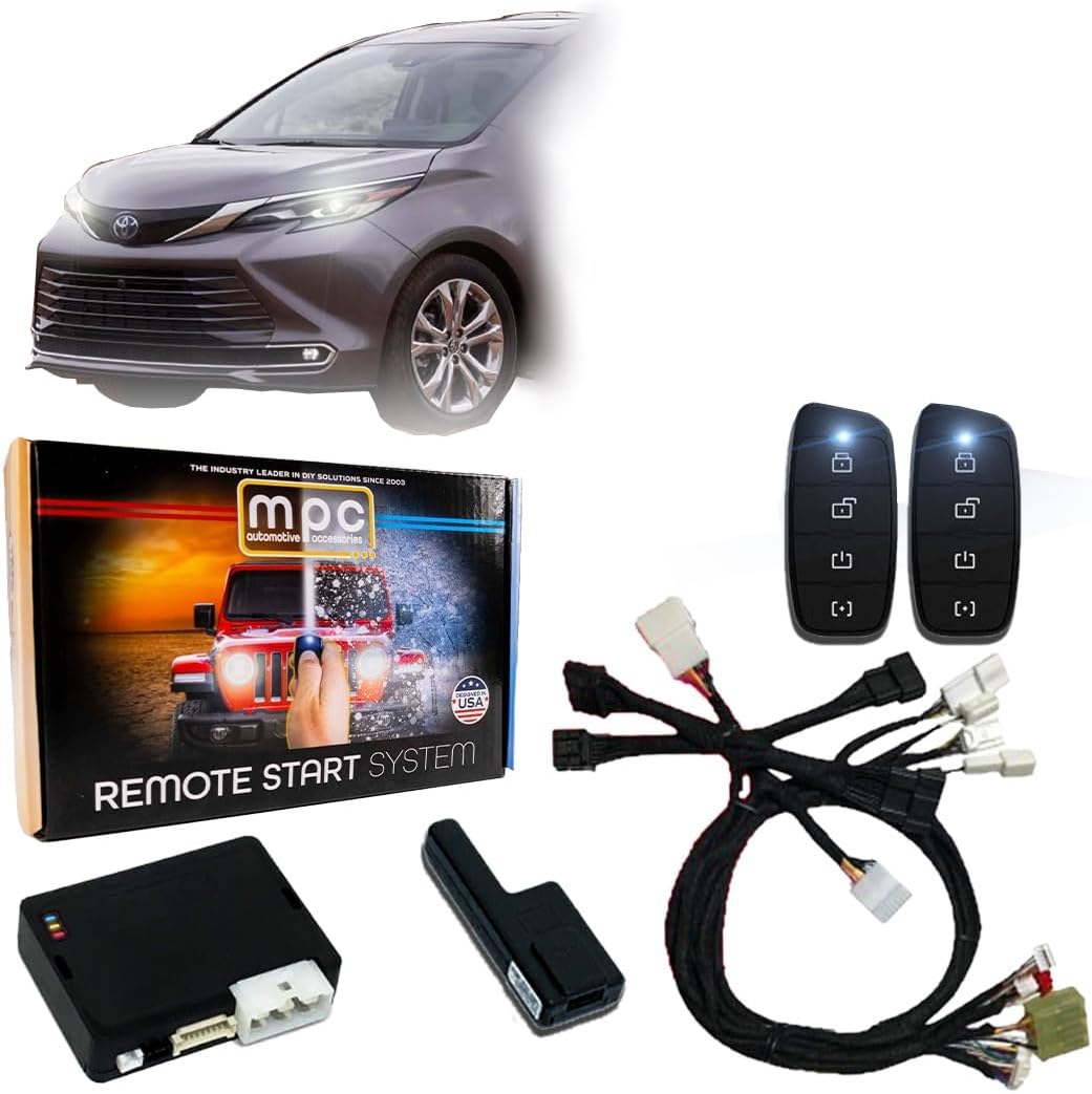 MPC Remote Starter Compatible with 2021-2025 Toyota Sienna Hybrid Push to Start | Plugin T-Harness - (2) Extended Range 4-Button 2-Way Remotes - Up to 3,000 ft - Firmware Preloaded - USA Tech Support