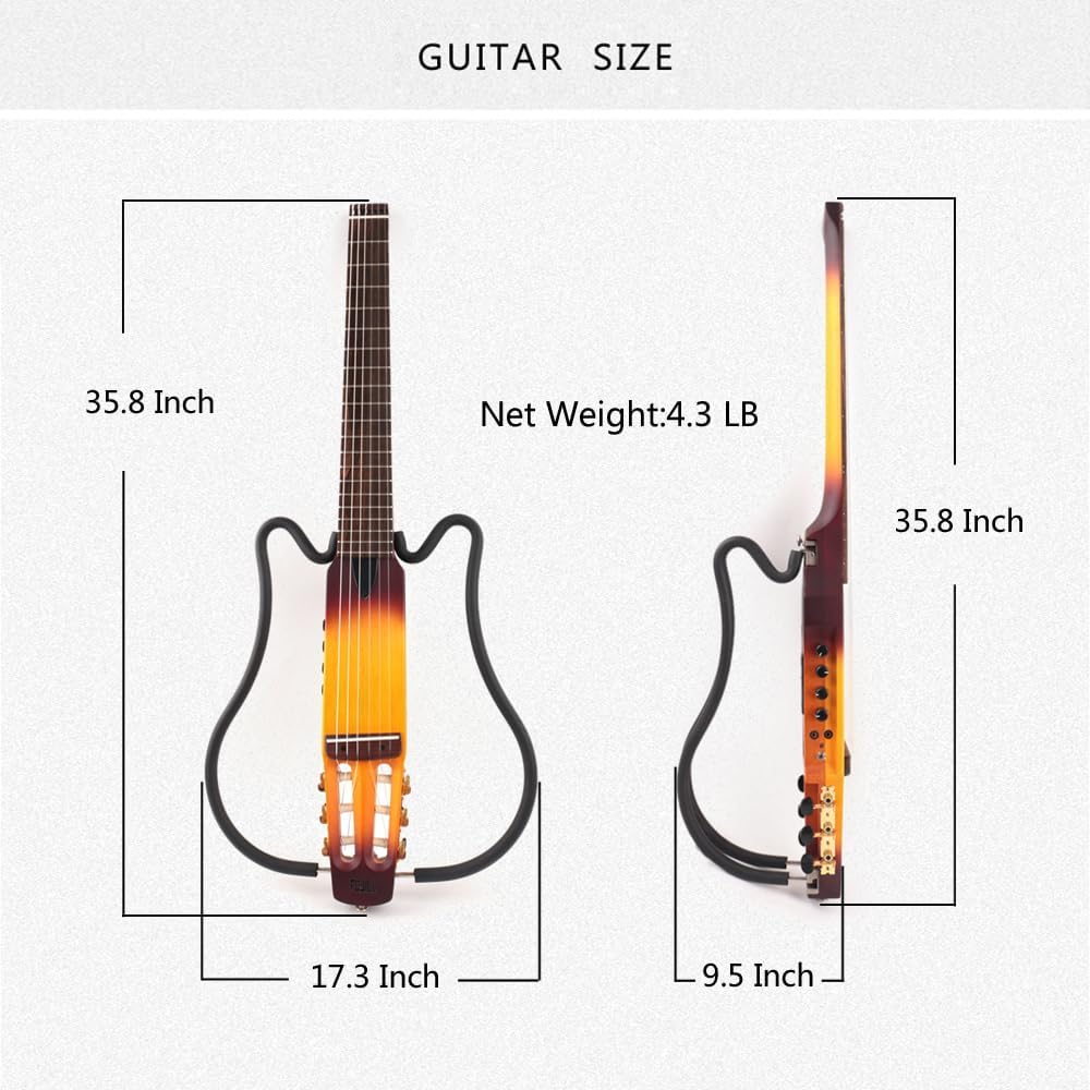 Fojill Electric Classical Guitar Classic Nylon String Travel Portable Foldable Fold Flding collapsible Silent Mahogany Body Maple Neck Rosewood Fretboard With Gig Bag