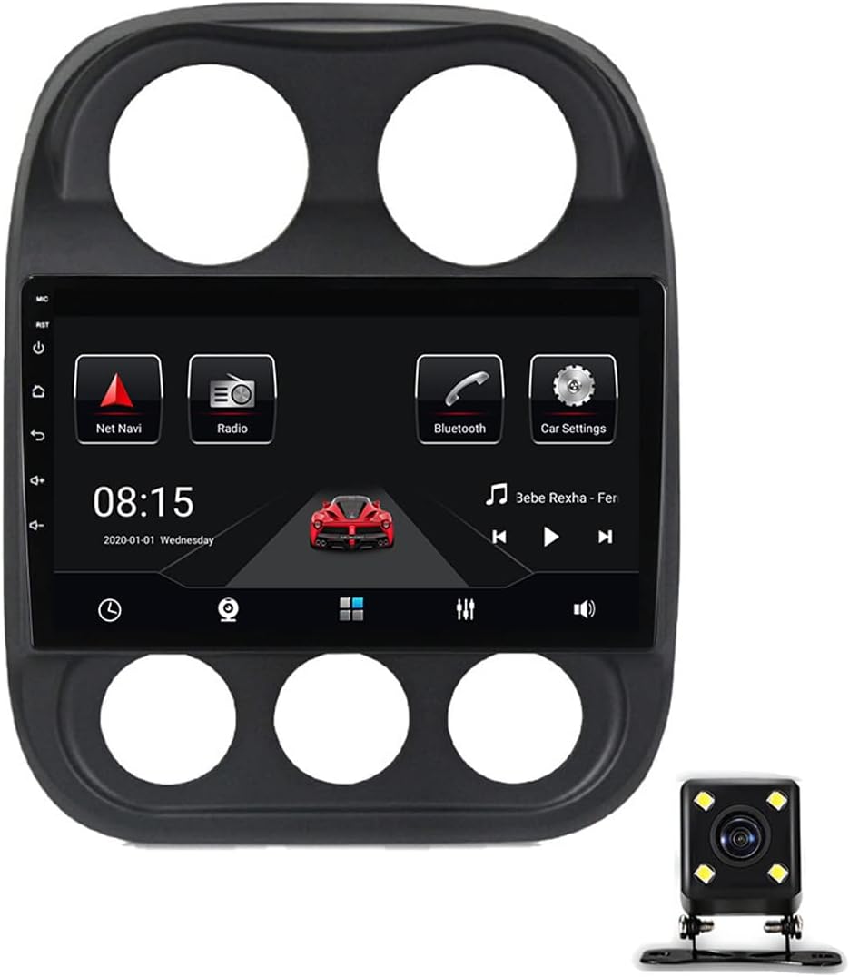 Double Din Car Stereo Radio 9 Inch Touch Screen for Jeep Compass 1 MK 2009-2015 FM Audio Receiver with Backup Camera Support Carplay/DSP/USB/Steering Wheel Control,6g+128g