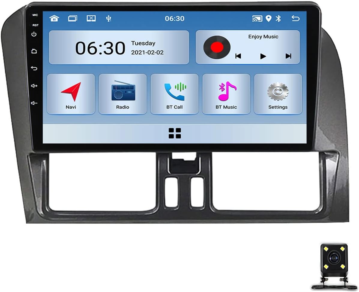9 Inch Double Din Car Stereo Radio Audio MP5 Player for Volvo XC60 2008-2017 with Backup Camera/SWC/GPS Navigation/FM/Bluetooth Support Carplay/Android Auto/Mirror Link/4G/USB/DSP