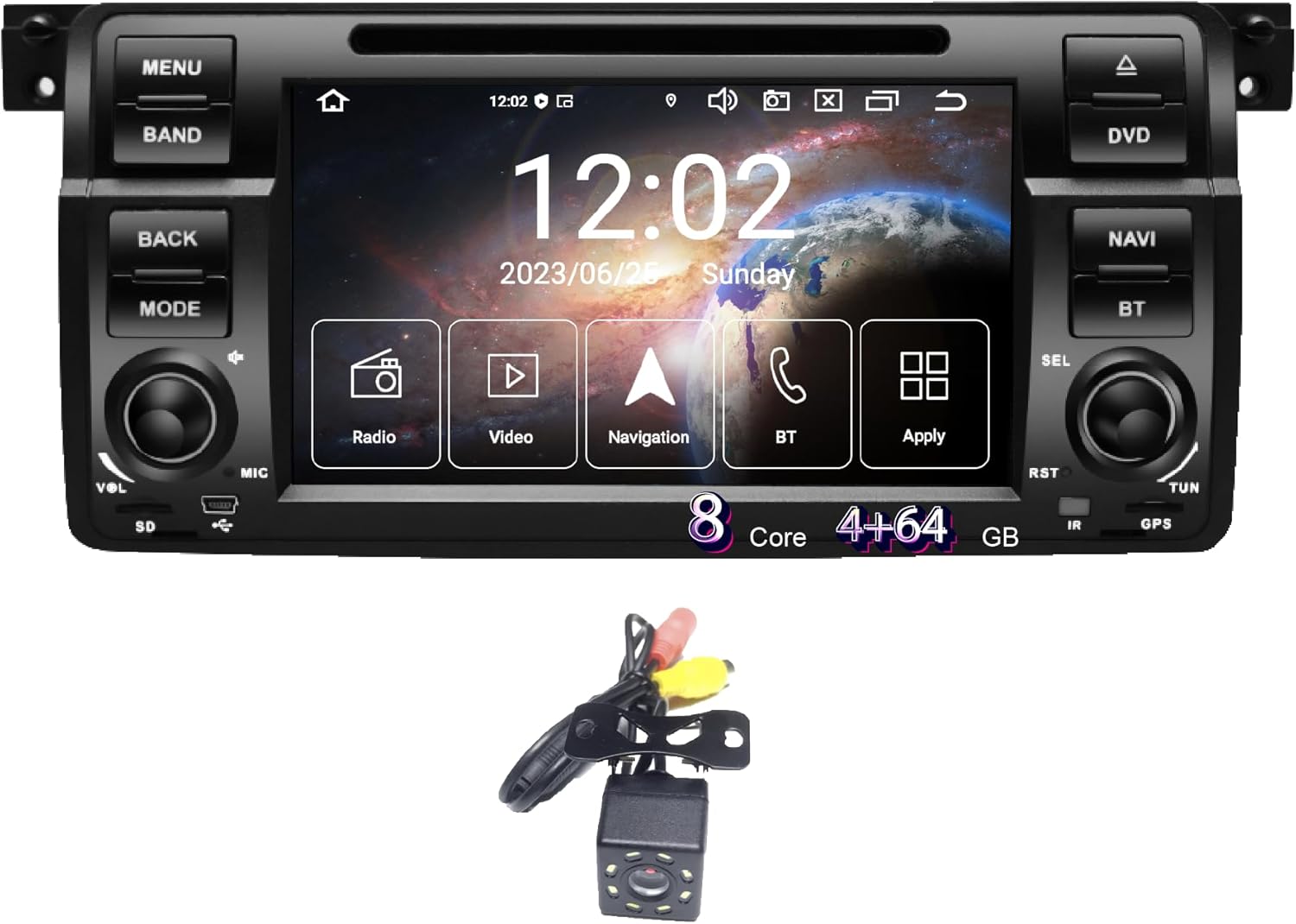 Egosonic Android 14 Car Radio 7inch for BMW E46 3 Series 1999-2004, Octa Cores (4+64GB), in-Dash DVD Player, Wireless Carplay Android Auto, DSP+, Support 4G WiFi BT 5.0 SIM Card Slot