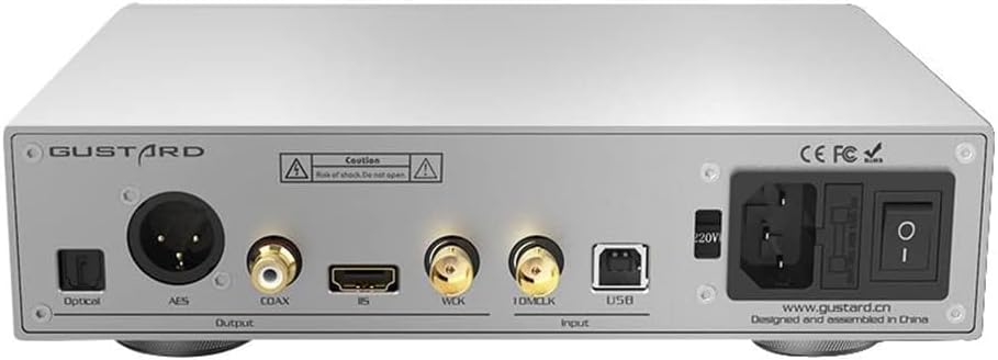 Gustard U18 USB Digital Interface CPLD K2 HiFi XMOS XU216 I2S Accusilicon 32bit 768kHz DSD512 AES/XLR/Optical/Word Clock/IIS Over HDMI Outputs BNC MCLK Input and WCK Output (Silver)