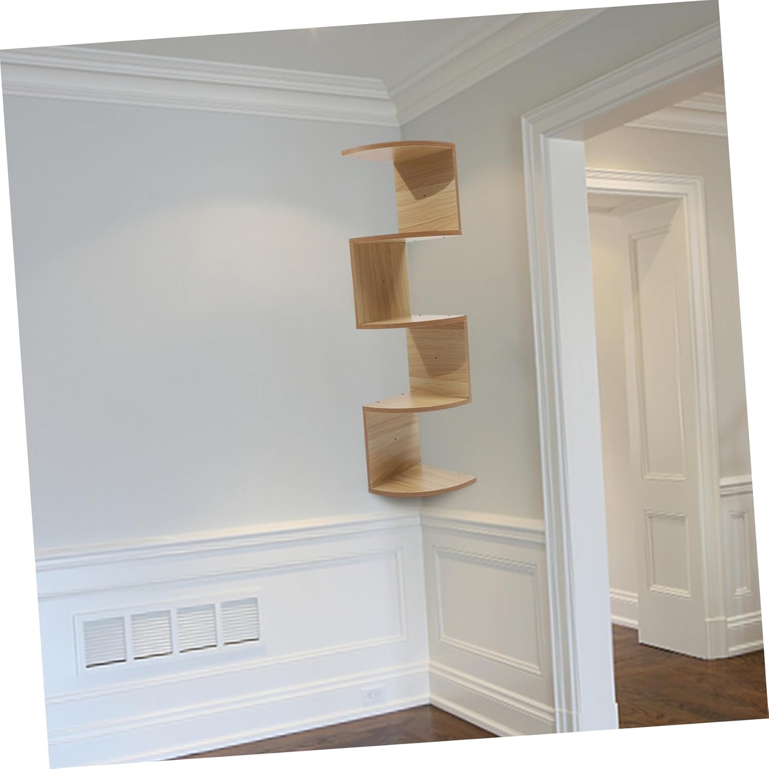 1set Elegant Wooden Wall-Mounted Storage Shelf Multipurpose Corner Shelf Wall Mount for Living Room Bedroom