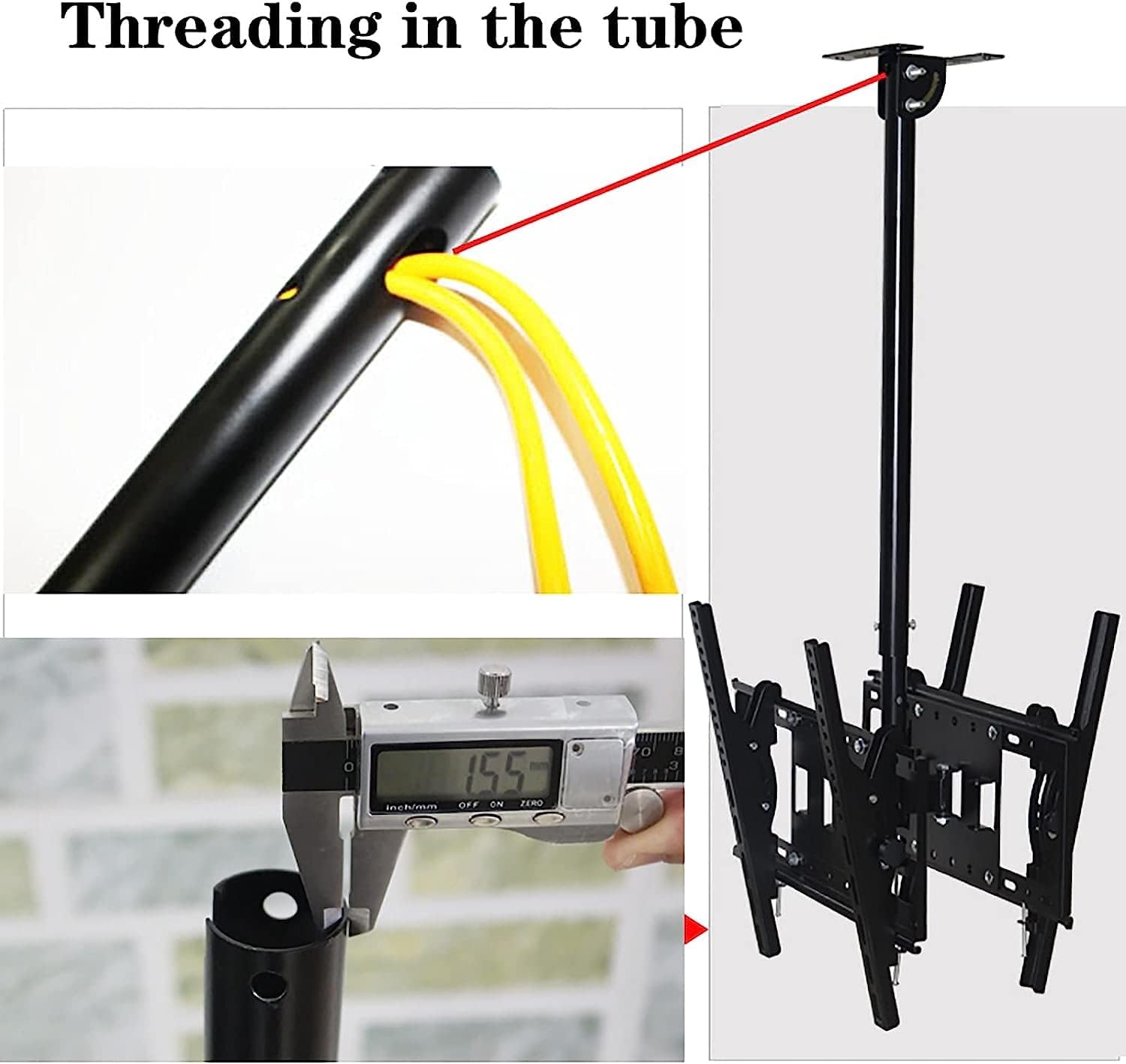 Universal TV Stand Multifunction TV Wall Mount Dual Screen Universal Ceiling TV Mount, 360° Swivel and Tilt Ceiling TV Bracket, Fits Most 32-55 Inch TVs TV Mount TV Stand