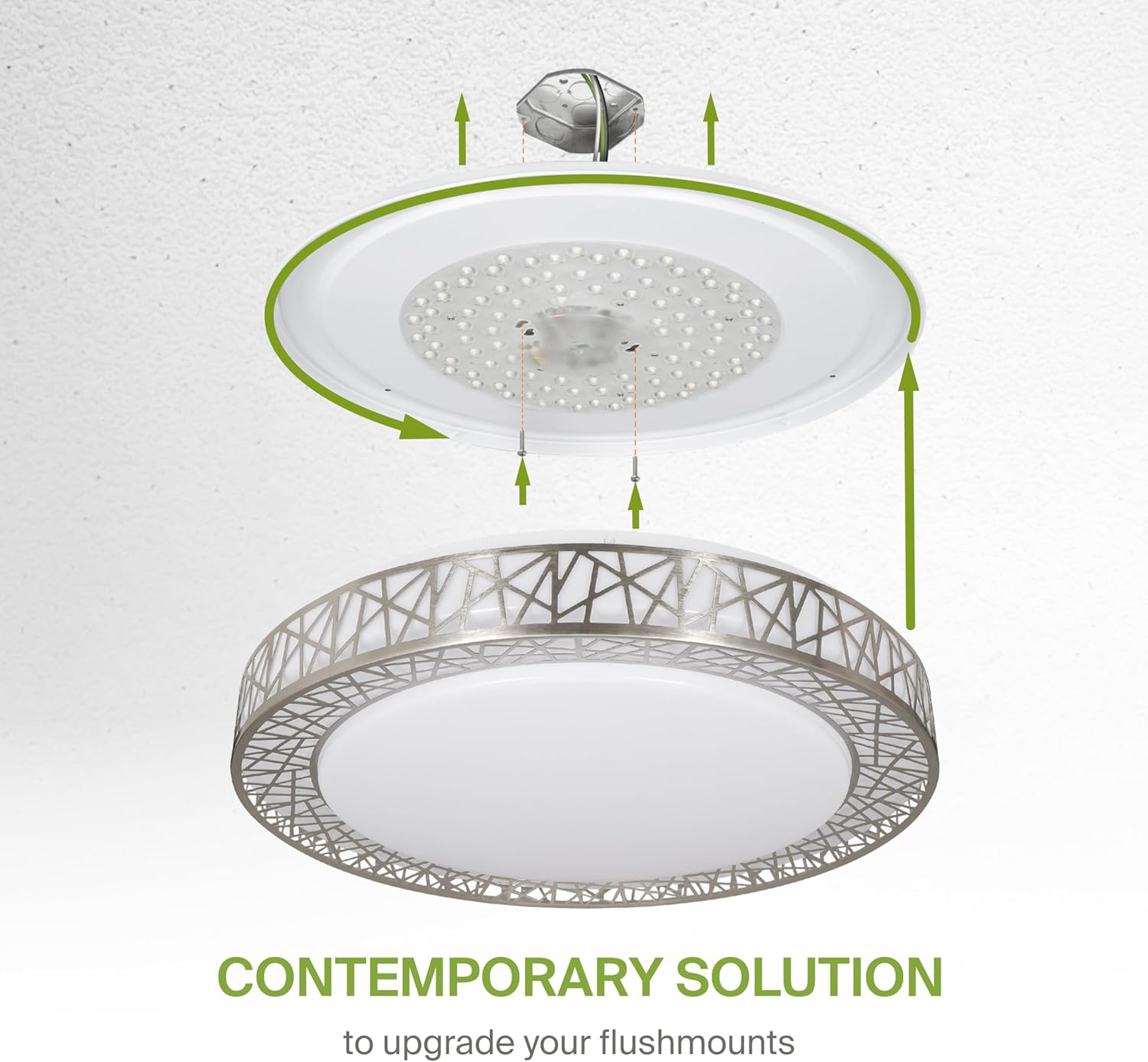 ASD 20 Inch Smart RGBW Flush Mount Ceiling Light with Remote - Brushed Nickel 42W 120V 2700-6500K Dimmable Ceiling Light Fixture, WiFi App Control RGB Lights, Alexa & Google Assistant - ETL