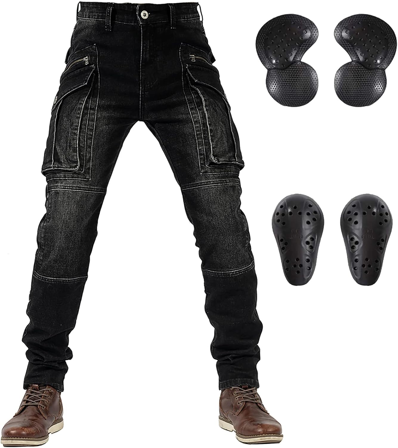 LOMENG Motorcycle Riding Jeans for Men Armored Pants Motorbike Racing Pants with Safety CE Removable Biker Pants