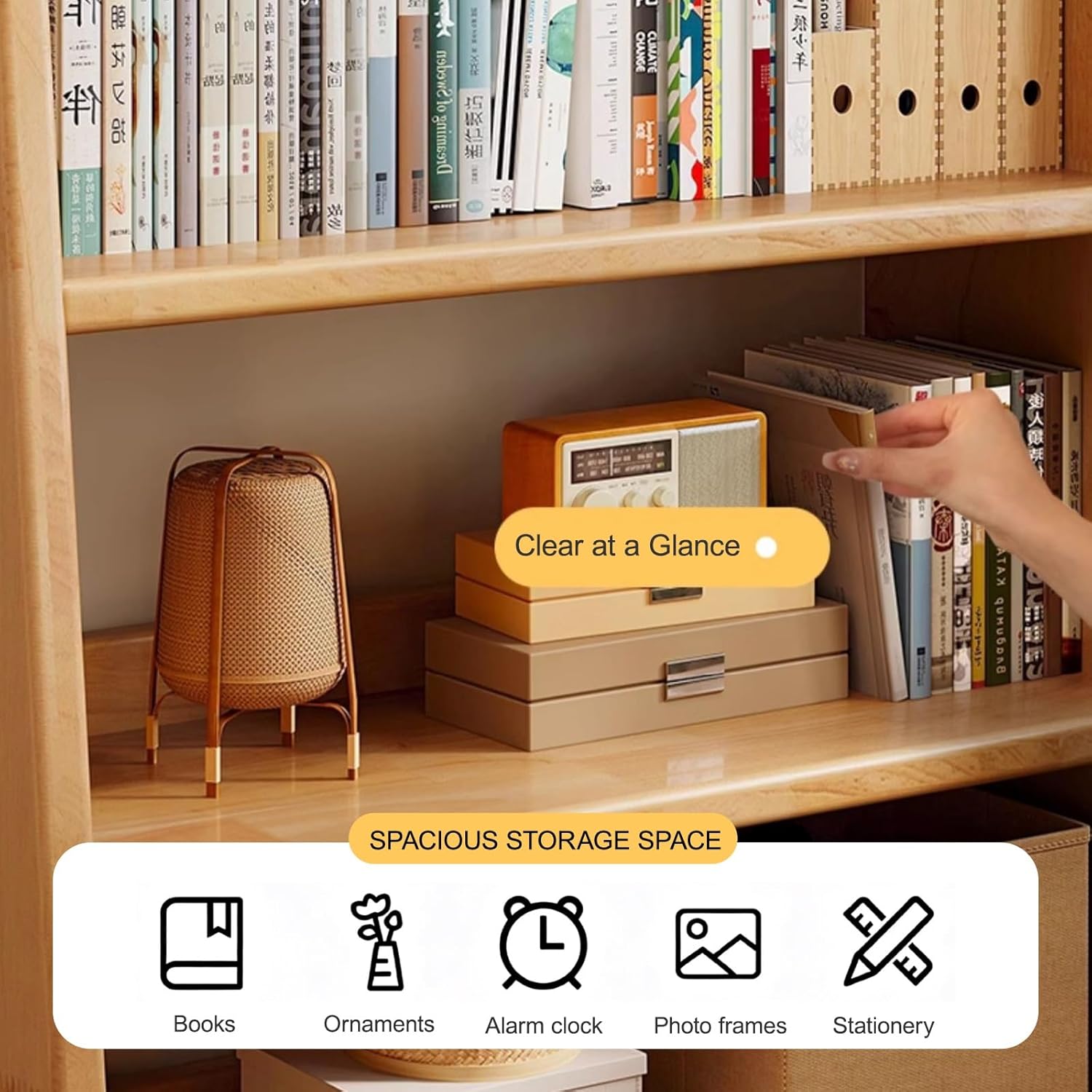 4/5-Tier Wooden Open Bookcase - Modern Display Bookshelf with Side Panels and Solid Wood Frame, Large Display Shelf for Study Office Living Room(100 * 160cm/39.4 * 63in)