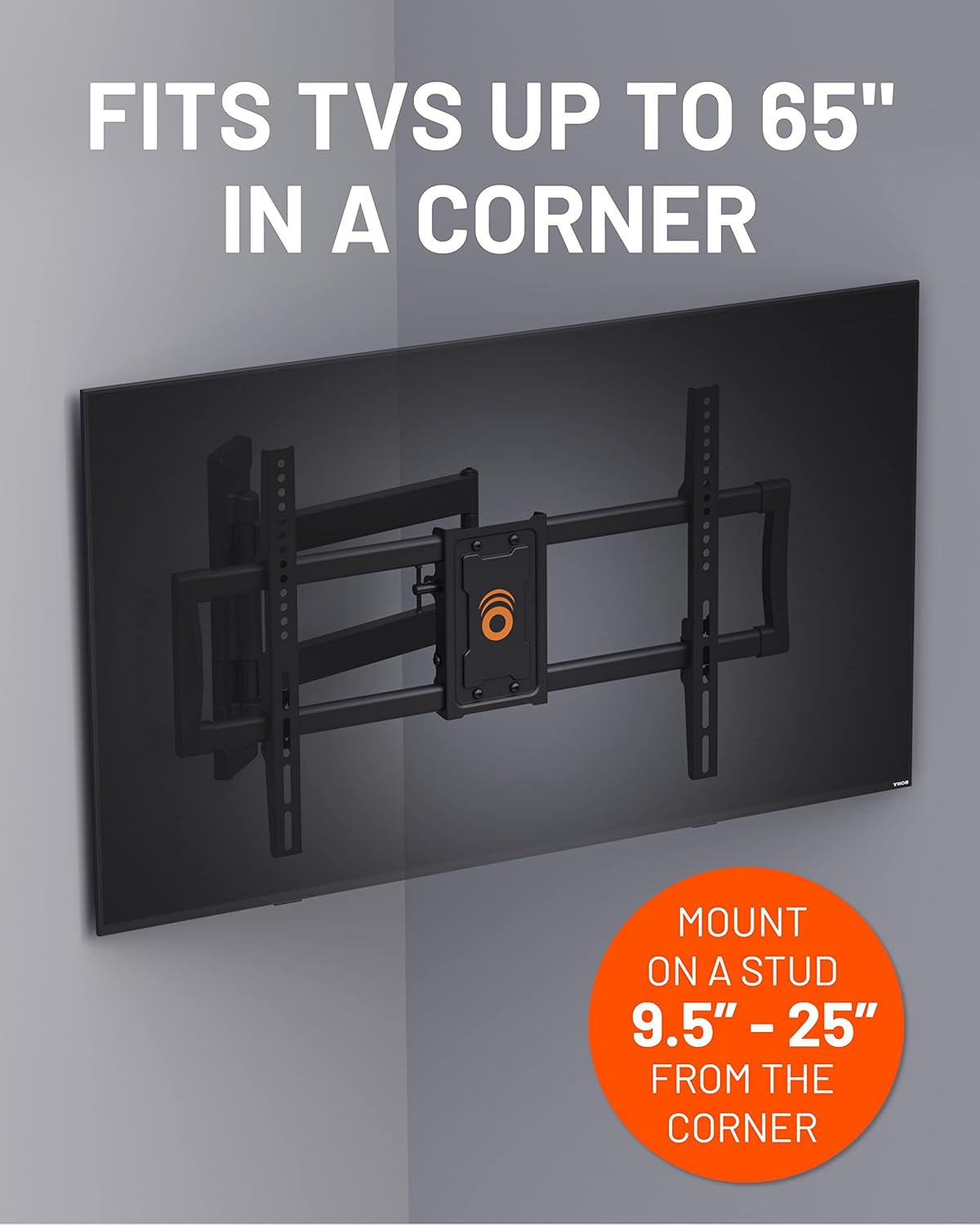 ECHOGEAR Corner TV Wall Mount for Big TVs - 24 Inches of Extension Plus Smooth Full Motion - Mount TVs Up to 65