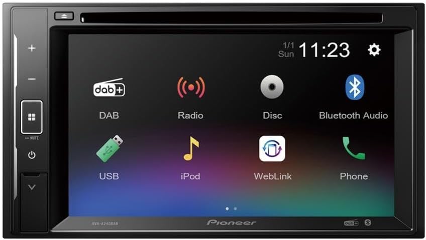 Pioneer AVH-A240DAB 6.2” Touchscreen CD/DVD Tuner with Smartphone Mirroring. Bluetooth, DAB/DAB+ Digital Radio, 13-Band GEQ, Advanced Audio Features and Premium Audio Quality.