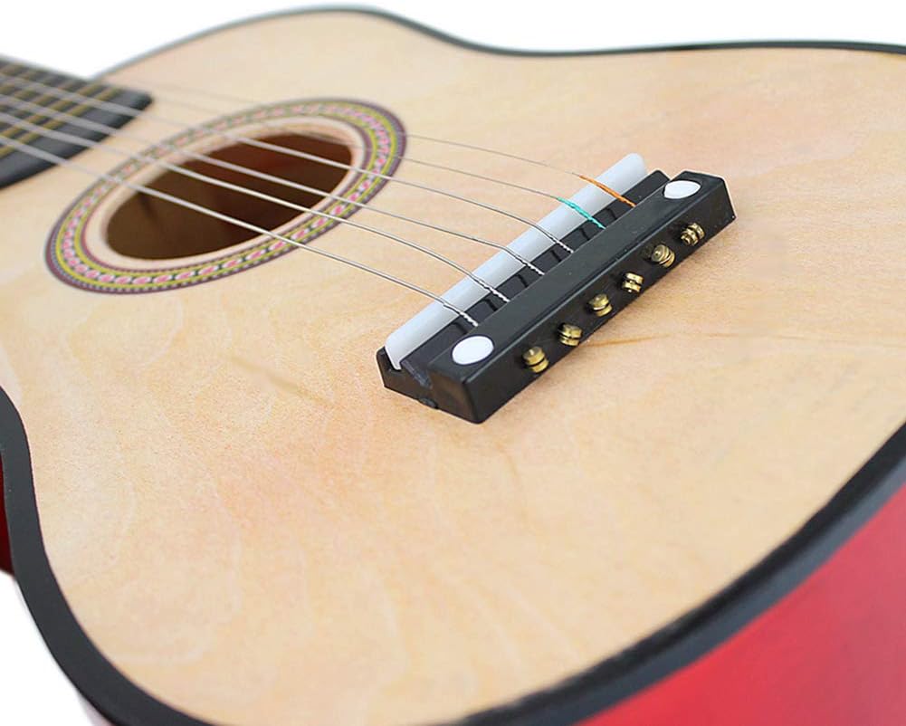 23in Wooden Guitar Basswood 6 String Mini Guitar Musical Instrument for Beginners (Wood)