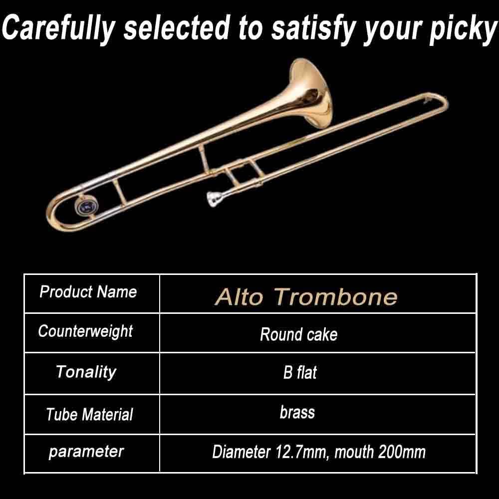 E flat B flat Tenor Slide Trombone for Beginners Students - Mouthpiece and Carrying Bag-Lightweight Versatile,Comfortable Ergonomic Grip- Authentic Sound for Student - Durable Construction