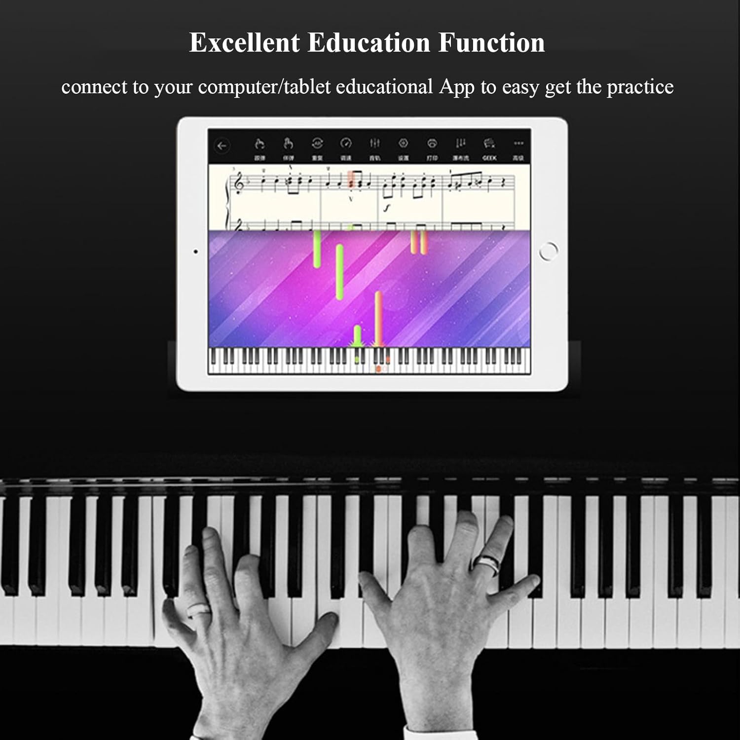 88 Key Electric Piano Hammer Action Keyboard Home Upright Digital Pianos Electronic Piano For Professional Adult With 3 Pedals Support USB-MIDI(Black)