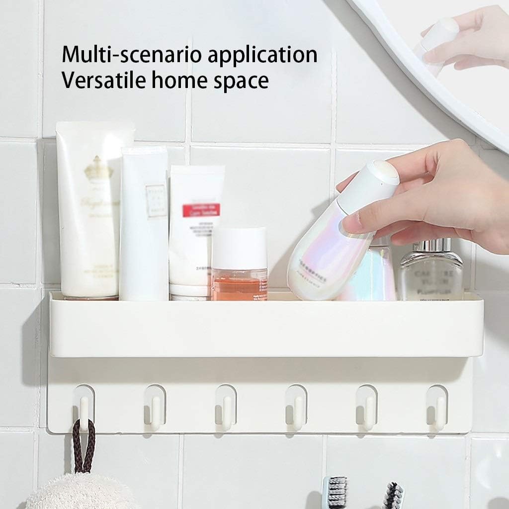 VIDI Bathroom Shelf Punch-Free Seamless Rack with Hooks Storage On Wall Firmly adsorbed Surfaces 19X19X28cm