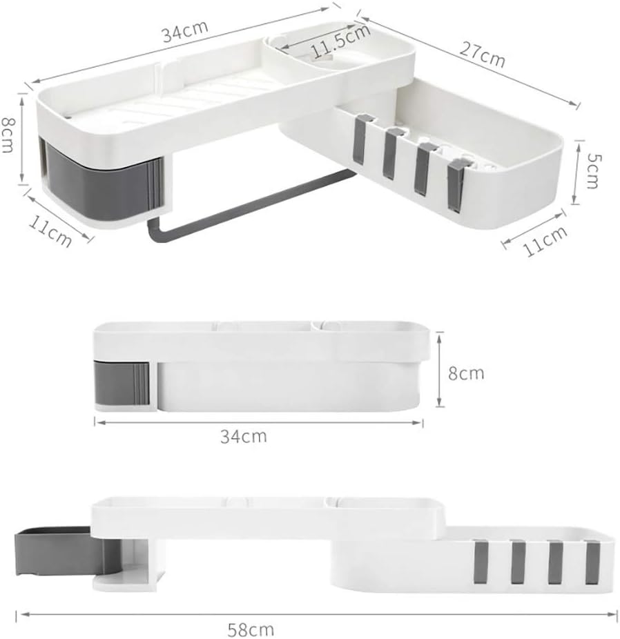 VIDI 1 Pcs Corner Shower Shelf Bathroom Shampoo Holder Kitchen Storage Rack Organizer Wall Mounted Type
