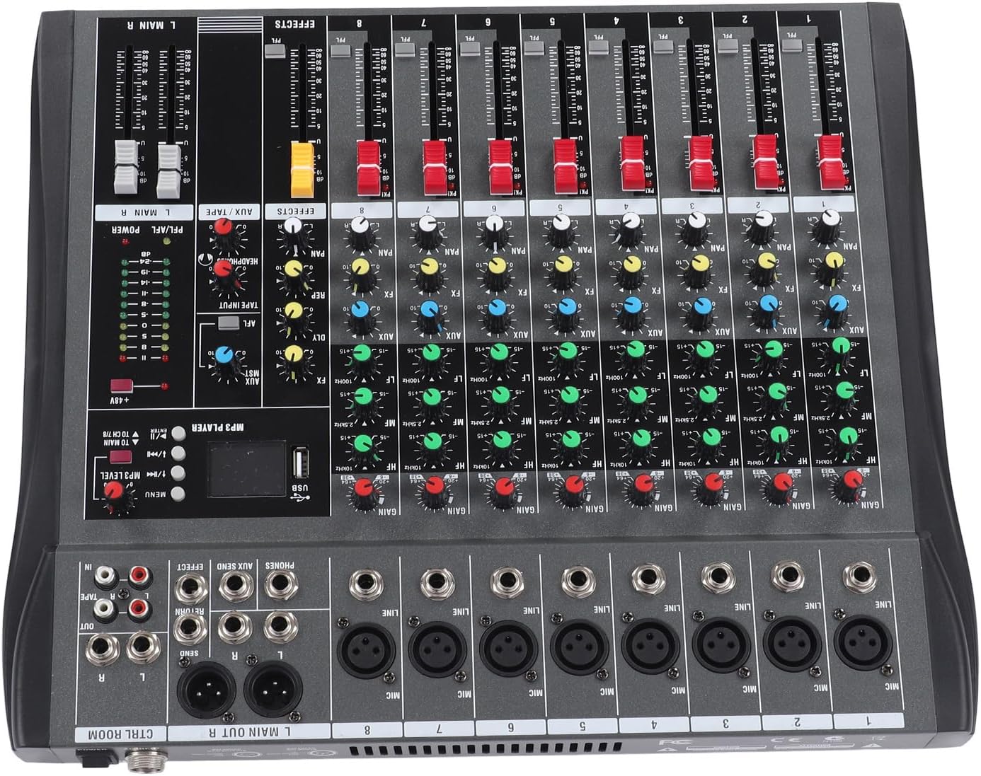 8 Channel Portable Audio 8 Channel Professional Sound Mixer, 8 Sound Mixer Detector Debugger Board with AC100‑240V