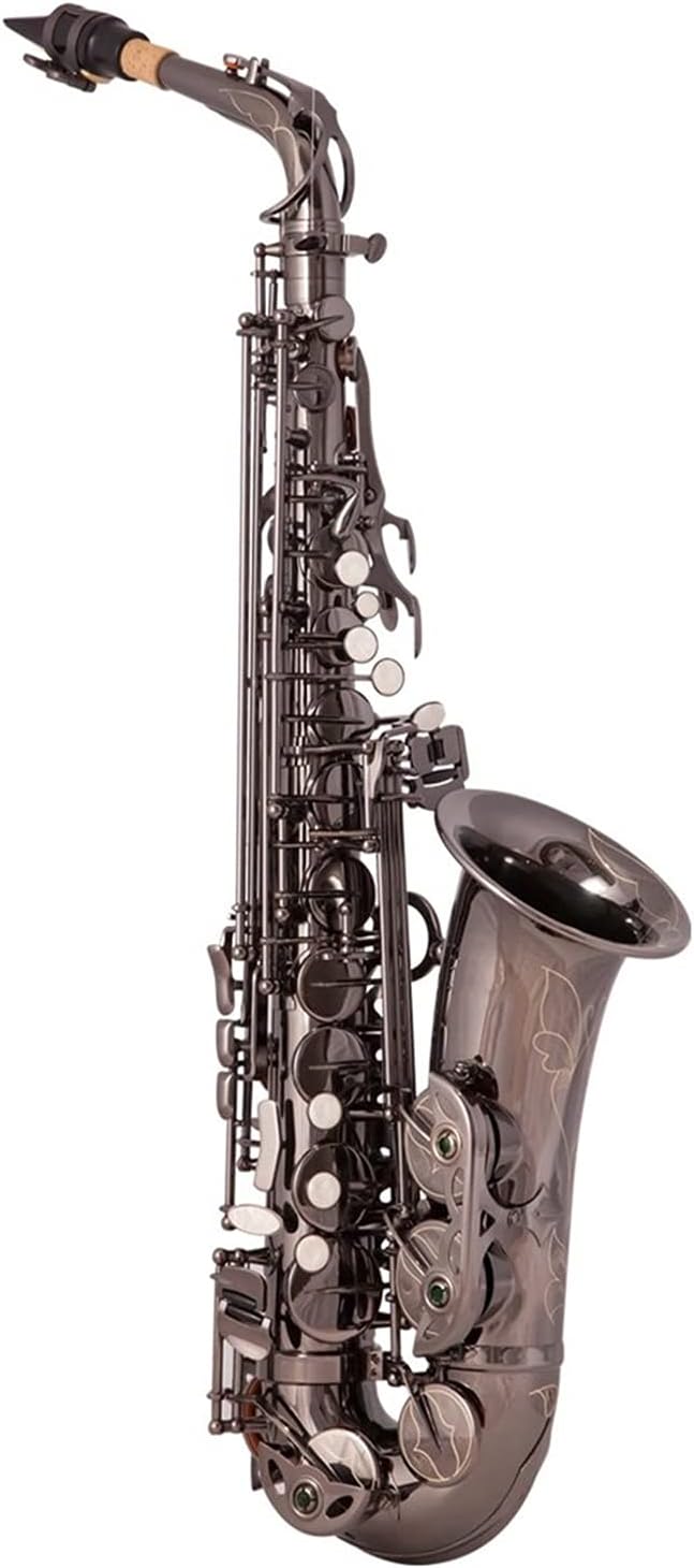 EB Alto Saxophone Brass Lacquered Black Nickel 802 Key Type Woodwind Instrument with Padded Carry Case Gloves Student Saxophone
