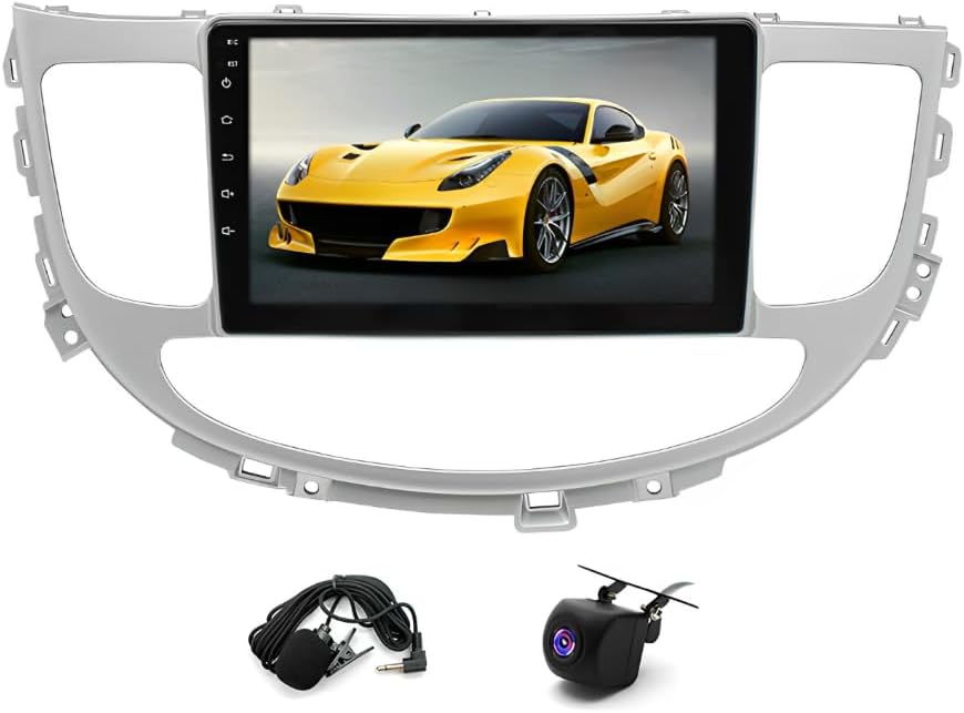 4+64G 9inch Car Radio Stereo with w/carplay w/Android Auto for Hyundai Genesis 2009-2014 IPS Double Din w/Android 13 Touch Screen Car Audio Receiver w/WiFi GPS w/Bluetooth SWC AHD Backup Camera Mic