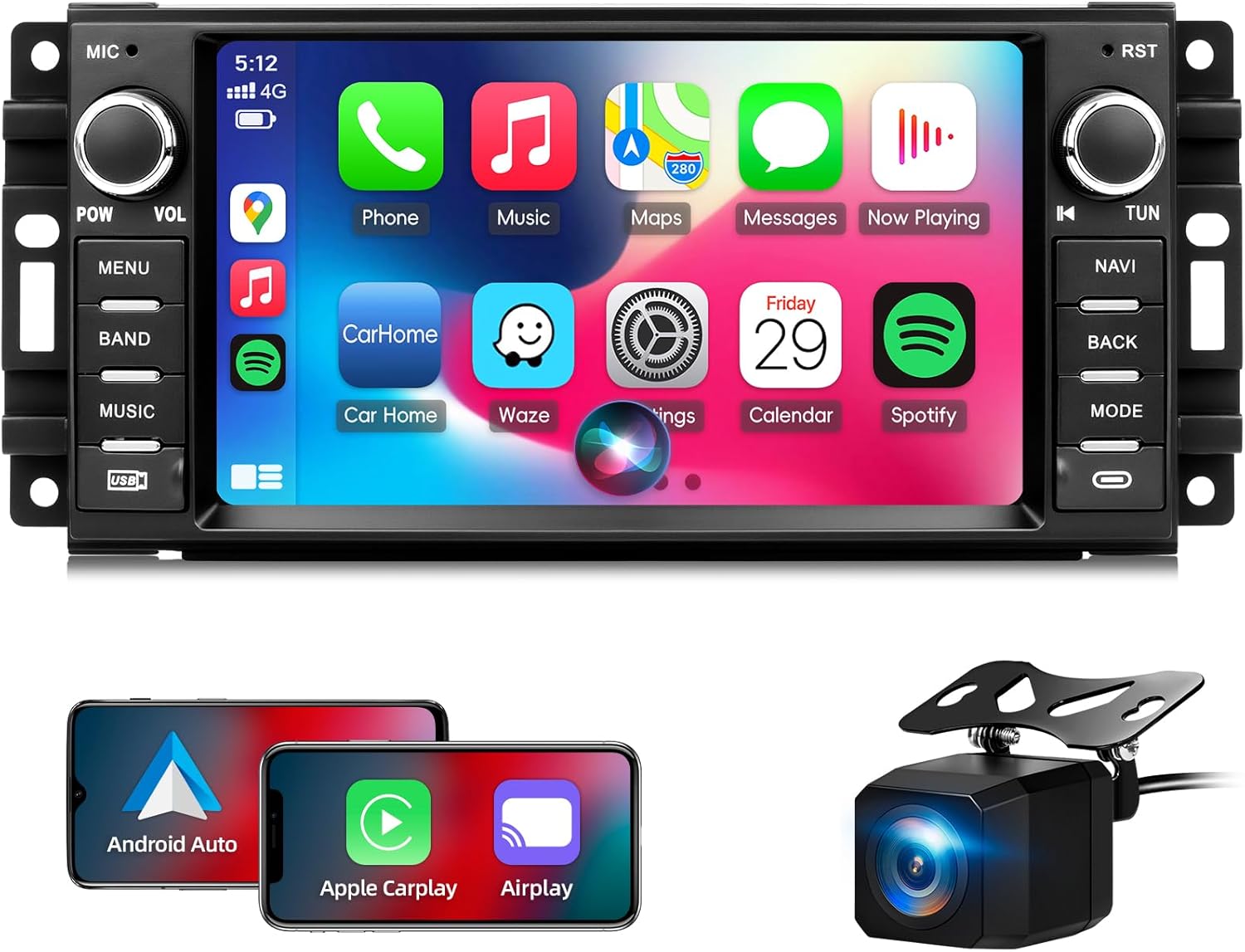 Car Stereo for Jeep Wrangler JK Radio 2007-2018 Dodge Ram 2009-2012,Android 13 2GB+64GB Touchscreen Radio with Wireless CarPlay Android Auto GPS Bluetooth Backup Camera