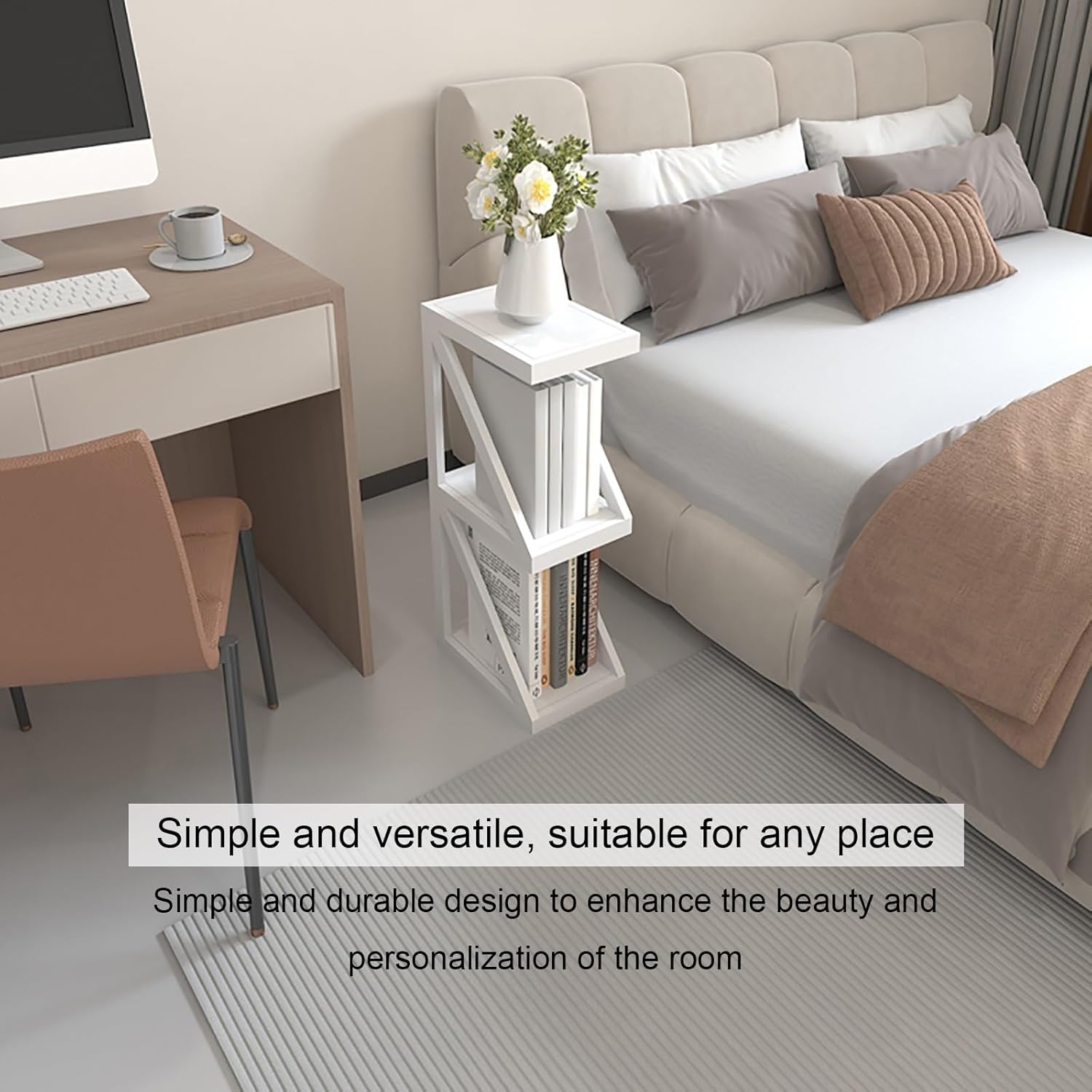 Vertical Bookshelf, 4/5-Tier Bookcase, Narrow Spine Book Shelf for Small Space, Corner Standing Shelf for Living Room, Office, Study, Entryway(Black,159cm/62.6in)