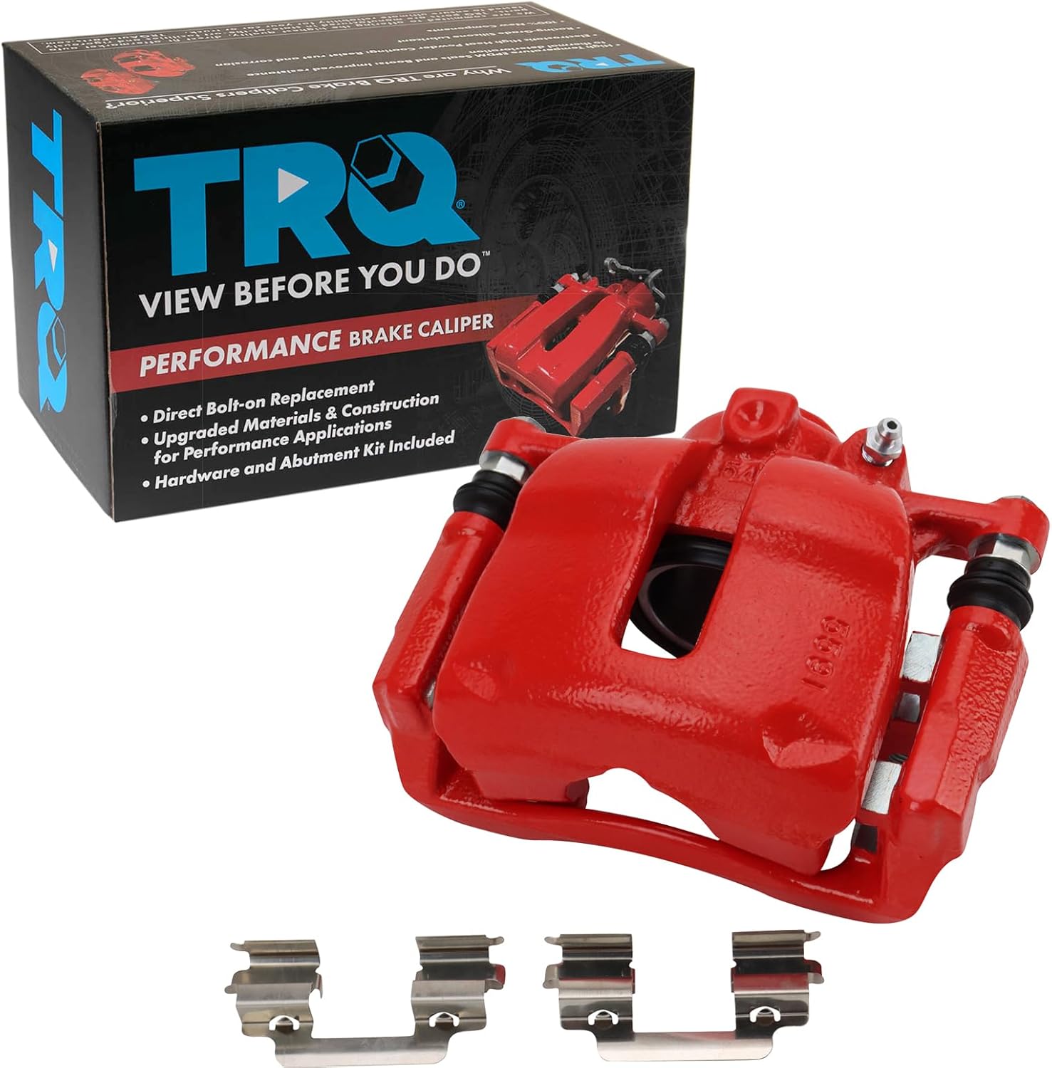 TRQ Front Right Brake Caliper Performance Red Passenger Side Compatible with 2007-2011 Mini Cooper