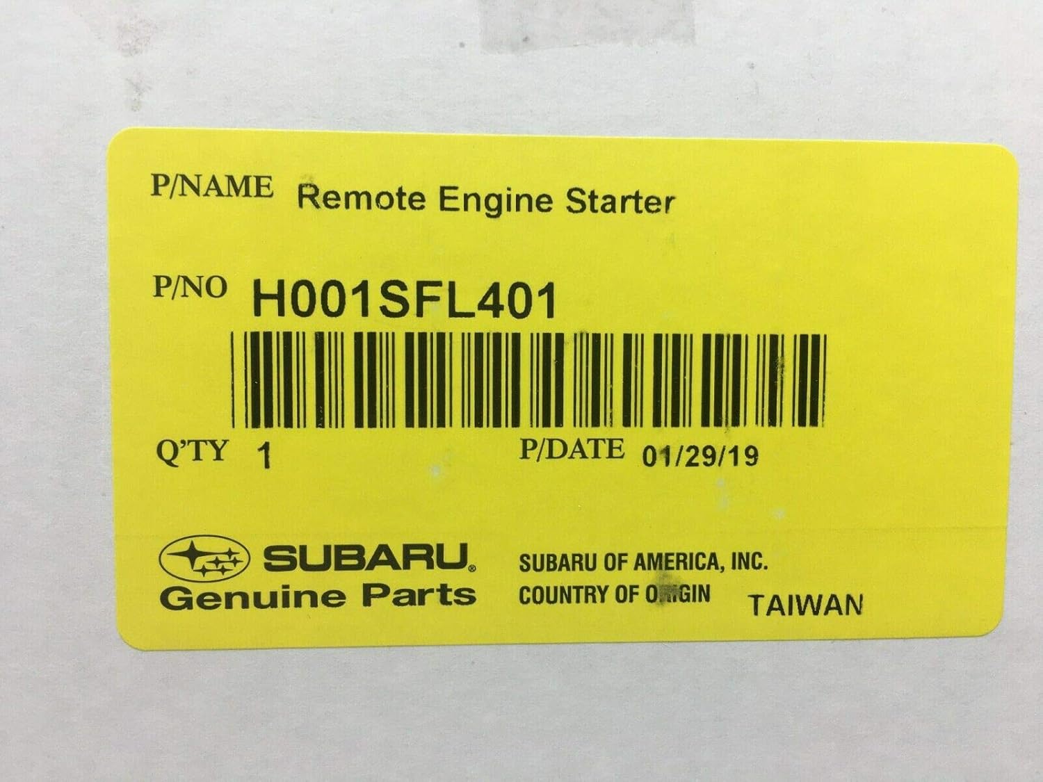 Subaru 2019-2020 Crosstrek & Impreza Remote Engine Starter, Key Start - H001SFL401 - Genuine OEM