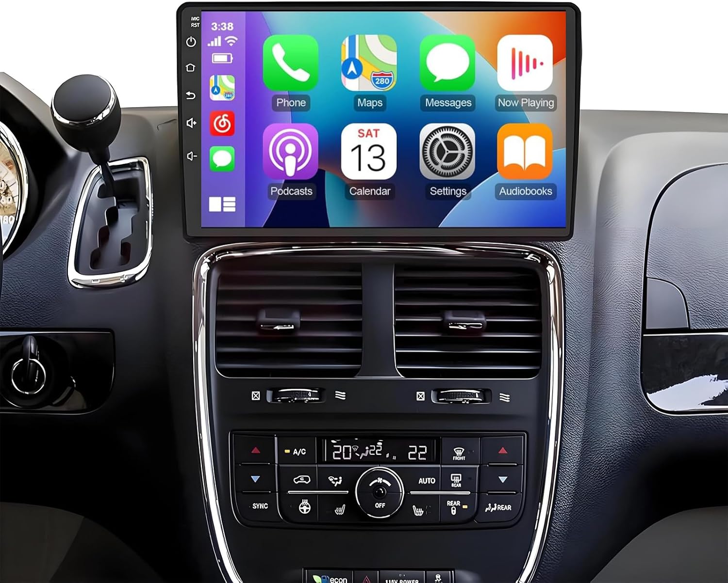 PHEZEN 10.1 inch Touchscreen Car Stereo Fit for Dodge Grand Caravan 2011-2013, Android 15 Double Din Car Radio with Carplay & Android Auto in-Dash Navigation BT Mirror Link WiFi Backup Camera 2+64G