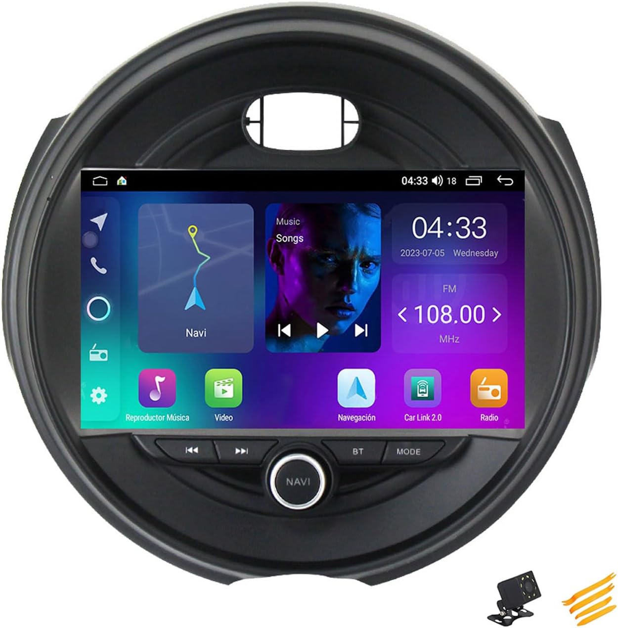 Android 13 Car Stereo Bluetooth Car Play 2 DIN Touch Screen Compatible with BMW Mini 2014~2020 9in QLED Display Car Radio with Navigation Android Auto FM RDS SWC,4 Core NF1 1G+32G