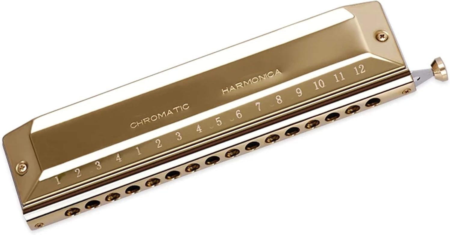 Folk Instruments Chromatic Harmonica 16 Hole 64 Tone Mouth Organ Instrumentos Key of C Professional Musical Instruments ABS Comb (Color : Gold)