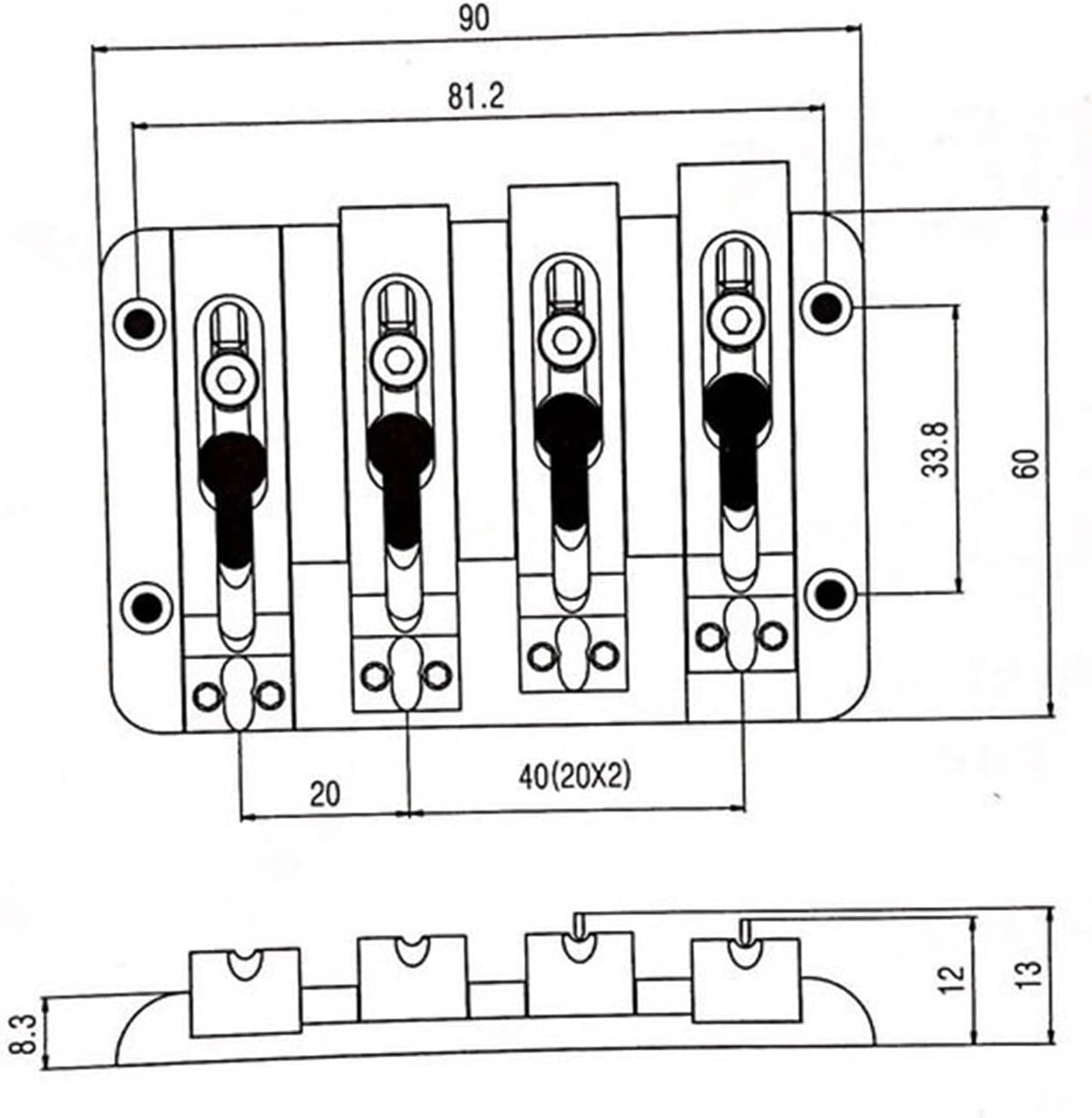 Guitar Bridge 4 String Bass Guitar Bridge Chrome Guitar Replacement Parts