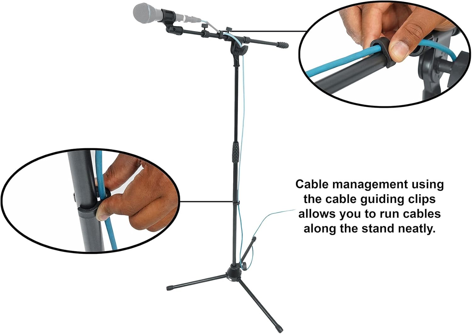 Rockville RMM-XLR Bundle: (2) Dynamic Cardioid Metal Microphones with 10' XLR Cables, (2) RVMIC1 V2 Pro Tripod Microphone Stands with Telescopic Boom, Metal Joints, 4-items