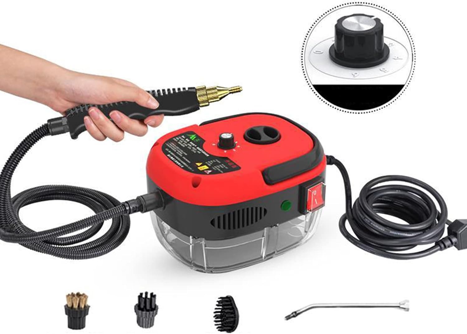 2500W High Pressure Steam Cleaner, Hand-Held Portable Steam Cleaning Machine Six Gears Adjustable,for Home Use Grout Tile Car Detailing Kitchen Bathroom,with Cleaning kit Tool,Red
