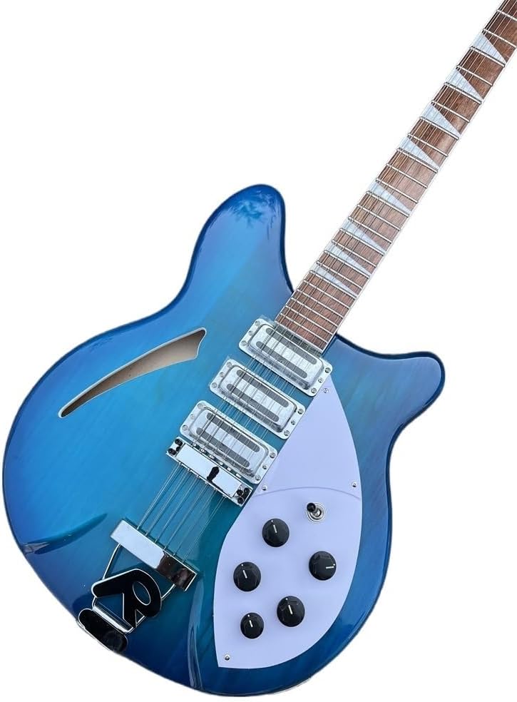 Custom 12-string electric guitar, electric guitar, blue color, rosewood fingerboard
