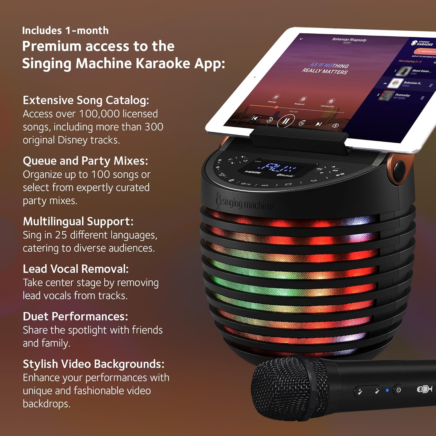 Singing Machine Karaoke system for Adults & Kids with Wireless Microphone, SingCast One - Karaoke Speaker with Video Casting Technology, Karaoke System with Bluetooth & Echo Effects
