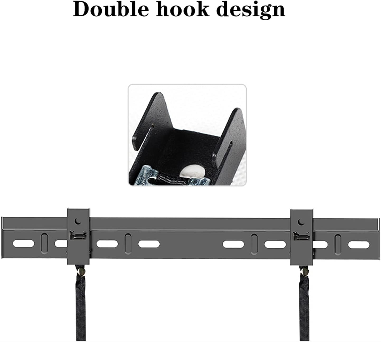 TV Monitor Holder Rack Wall-Mounted TV Bracket Low Profile Wall Fixed with Anti-Dropping Corners and Double Hooks for Most 26-80 Inch Flat Sn TVs,L