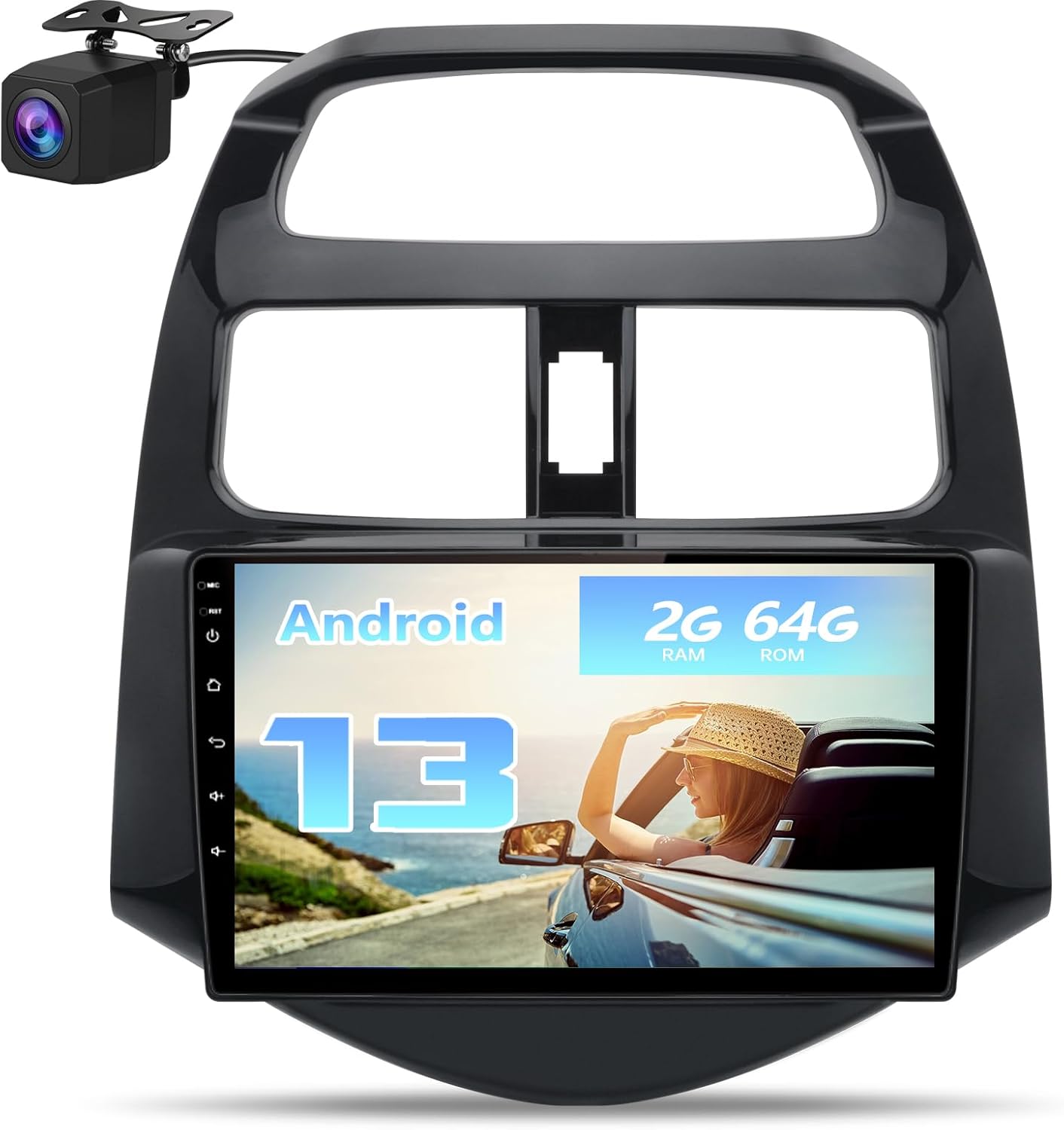 2GB+64GB Car Radio Stereo Upgrade for Chevy Spark 2013-2015 Android 13 Radio Replacement 9 Inch Touchscreen Head Unit with CarPlay AndroidAuto with GPS/FMAM/BackCamera/MirrorLink/29 Theme UIs