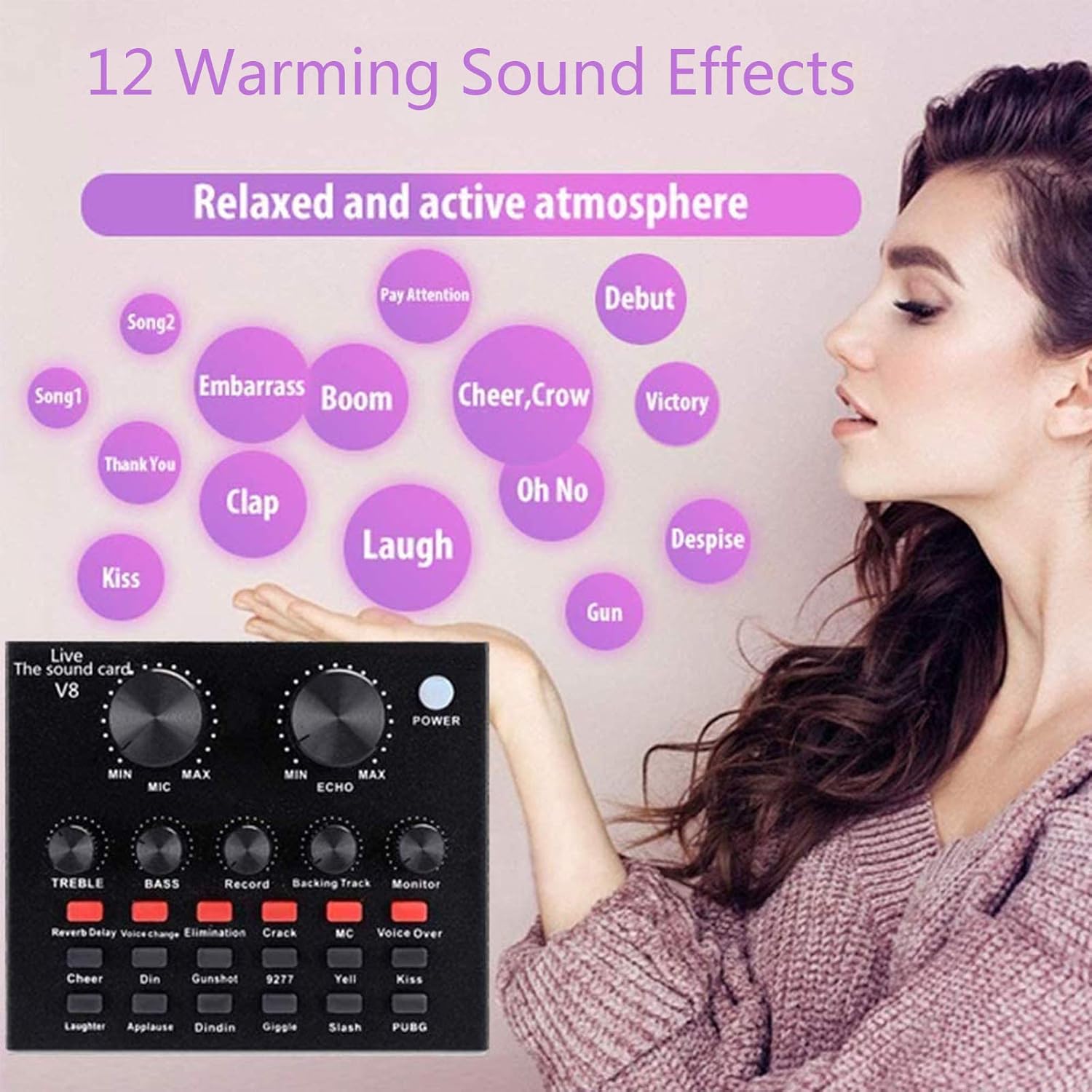 Condenser Microphone Bundle,Multifunctional Sound Card Live External Mixer Universal Broadcast Voice Changer for Music Recording Karaoke Singing Broadcast on Cell Phone Computer