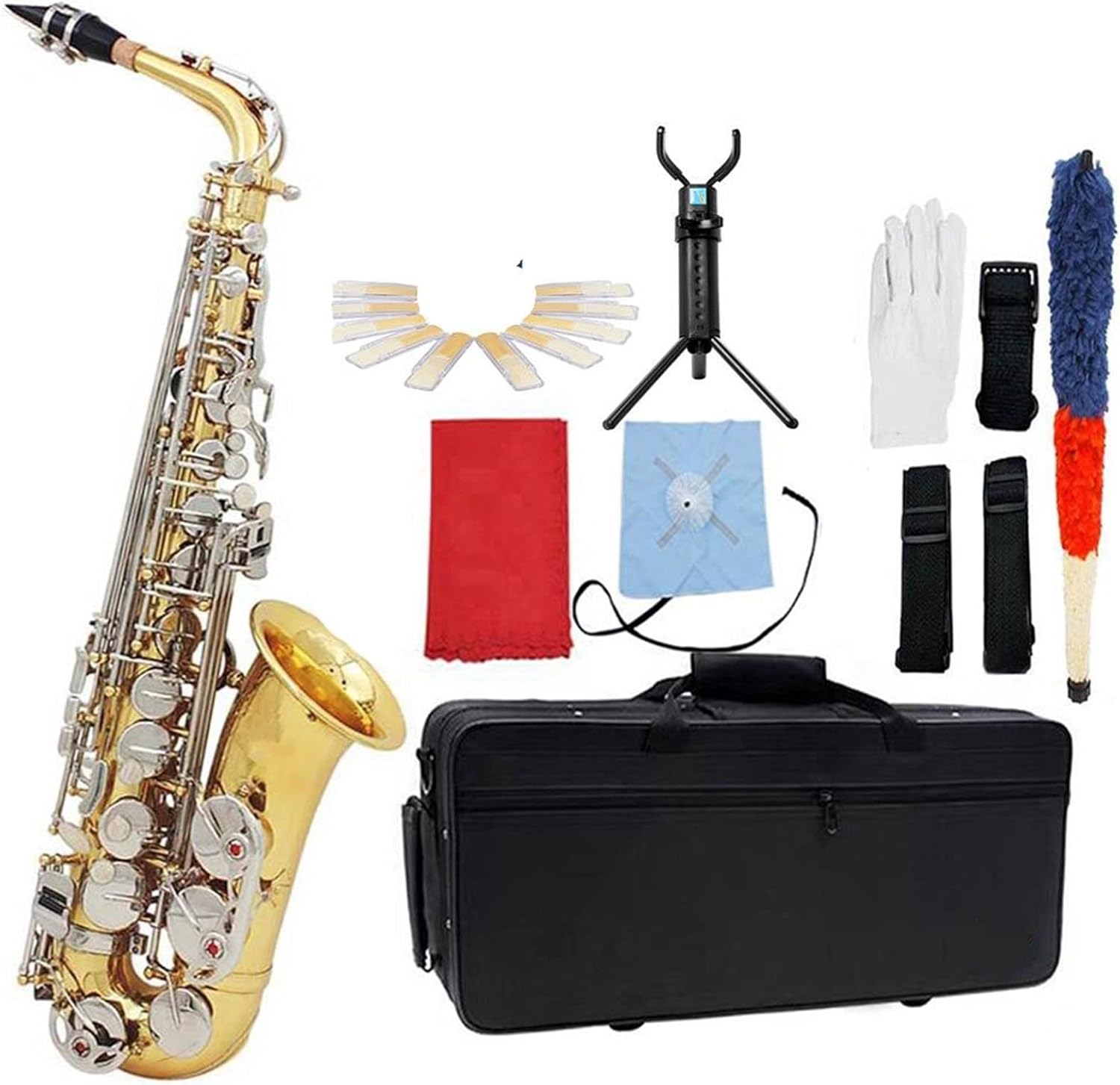EB Alto Saxophone Brass Silver Plated Professional Woodwind Instrument E Flat Sax with Accessories (Color : 13)