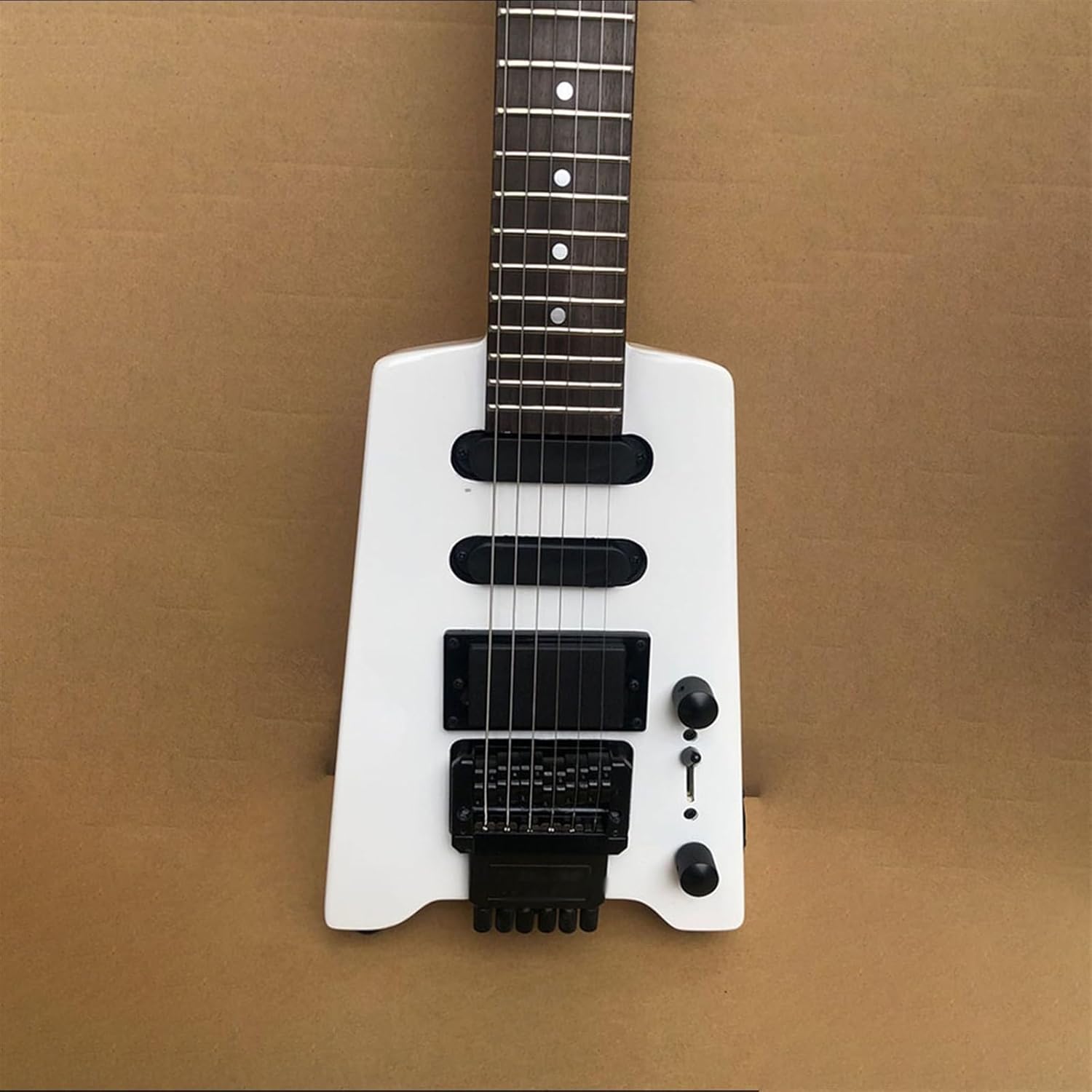 Matte Headless 6 String Electric Guitar Basswood Body Portable Metal Music Travel Musical Instrument Professional Headless Guitar (Color : 02)