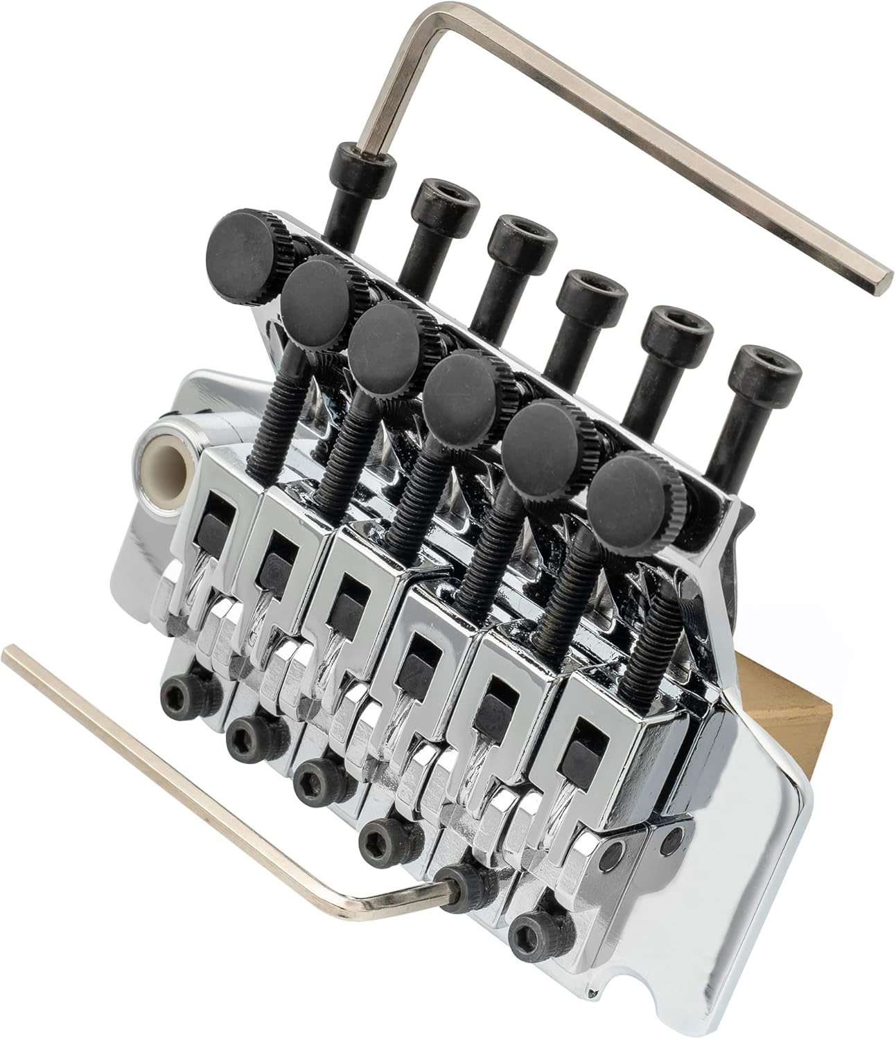 Musiclily Pro 54mm (2-1/8 inch) Double Locking Tremolo Bridge with 34mm Full Solid Brass Block for Floyd Rose Style Electric Guitar, Chrome