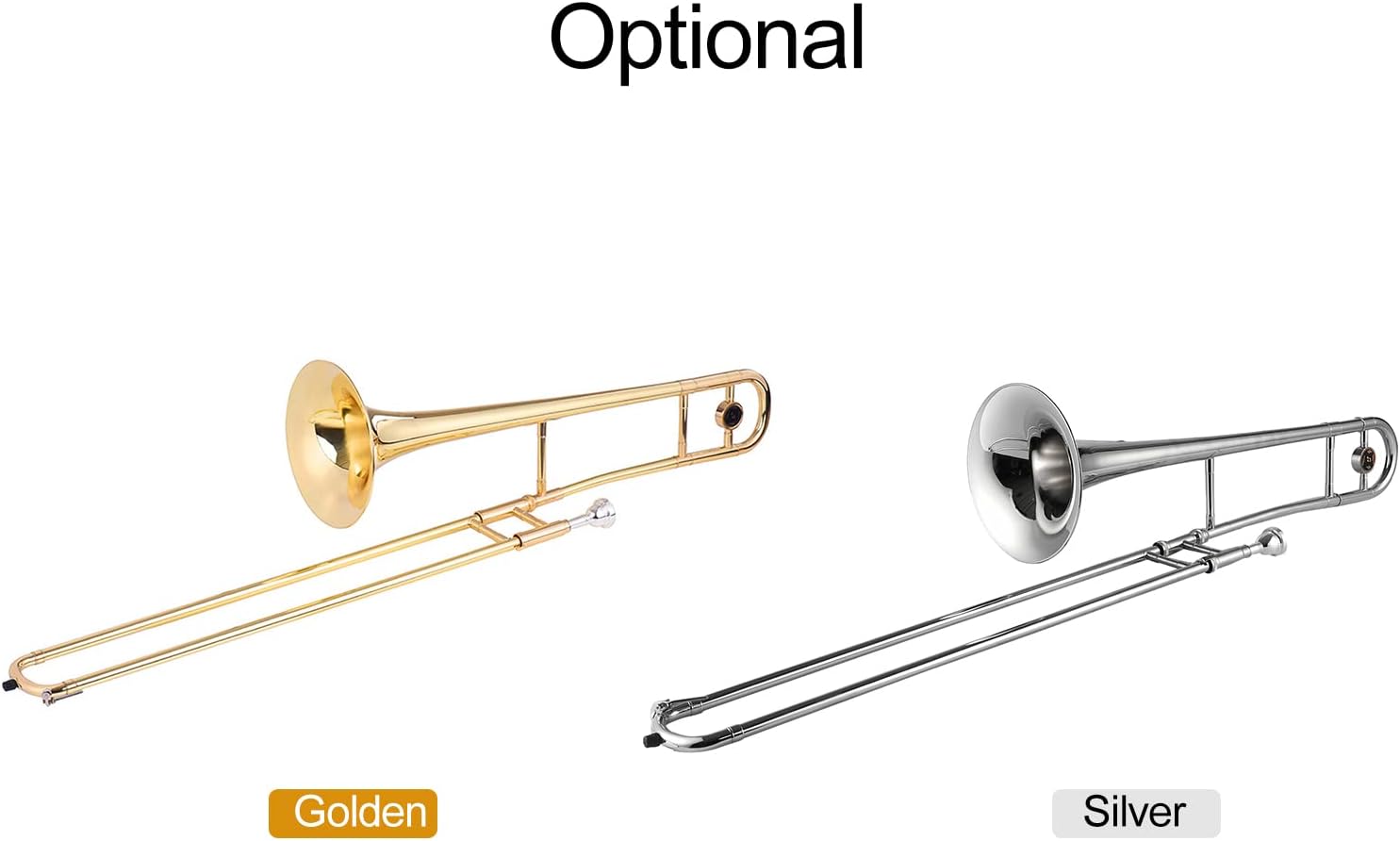 Silver Alto Trombone Brass Bb Tone B Flat Wind Instrument with Cupronickel Mouthpiece Cleaning Stick Case