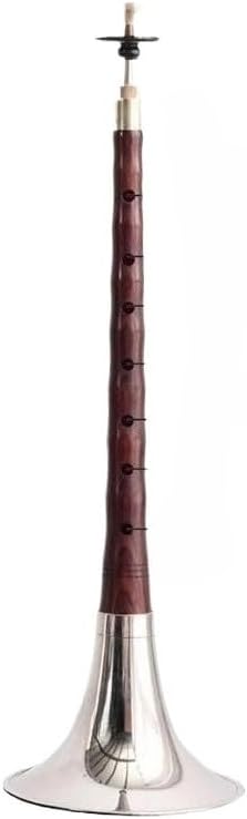 Chinese Ebony Suona Musical Instrument Set Traditional Folk Horn Loud Sound Professional Practice Suona for Adults Beginners, Portable Wood Wind Instrument for Performance and Training (Silver-C Key)
