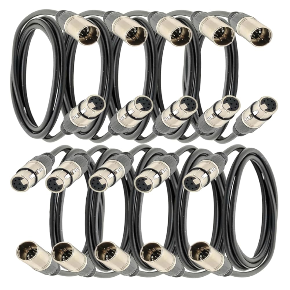 10 Packs 7 Pin XLR Microphone Cable, XLR Connector, Balanced Male to Female Mic Audio Cable for Microphone and Audio Interface(2 Meter/6.5Ft)