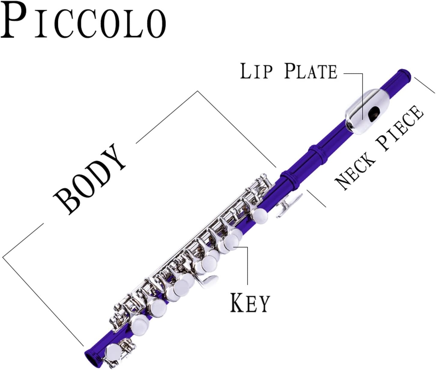 Flutes Half-Size Flute Cupronickel Plated Silver C Key Woodwind Instrument with Gloves