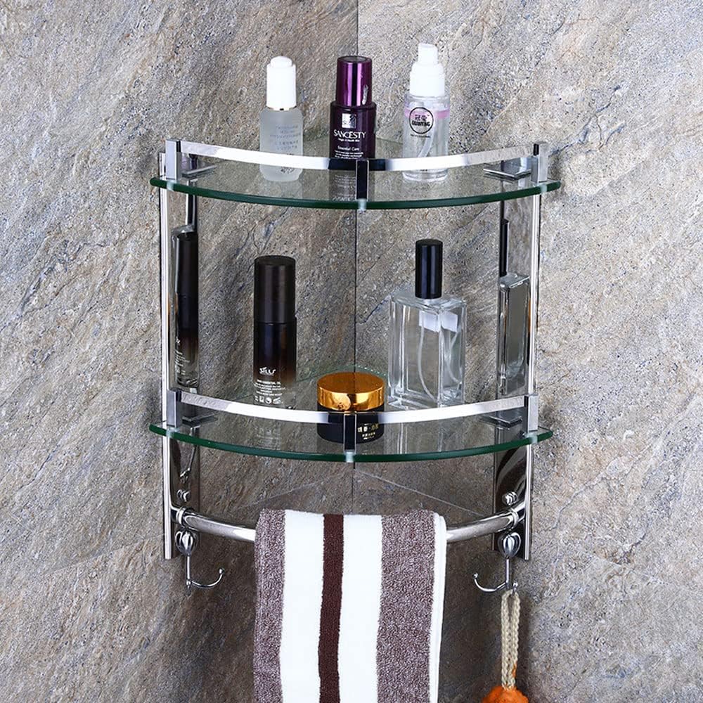 Shower Shelf,Bathroom Corner Shelf，Shower Rack Basketerddcbb Bathroom Glass Corner Shelf Shower Shelf Shower Shelf Wall Mount Storage Tempered Glass Shelf Bracket Bathroom Accessory With Stainless Ste