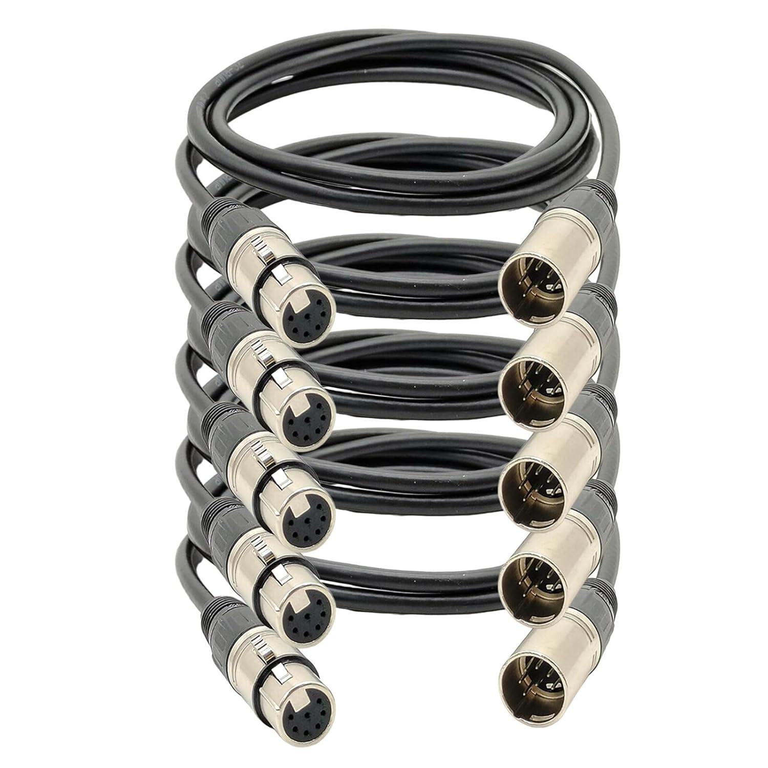 5 Packs 7 Pin XLR Microphone Cable, XLR Connector, Balanced Male to Female Mic Audio Cable for Microphone and Audio Interface(5 Meter/16.4Ft)