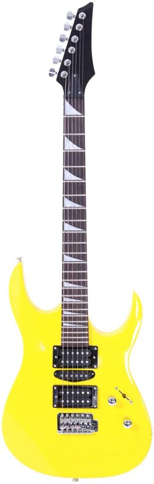 Ktaxon Full-Size Electric Guitar, Solid Body HSH Pickups 170 Guitars Beginner Kit with Gig Bag, Shoulder Strap, Tremolo Arm, Cable, Picks All Accessories (Yellow)